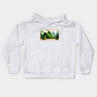 Hilly Grassland - Abstract Minimalism Papercraft Landscape Kids Hoodie